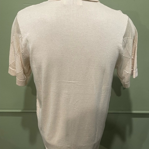 Lavane Cream Short Sleeve Button-Up Shirt knitted regular fit - Picture 3 of 4